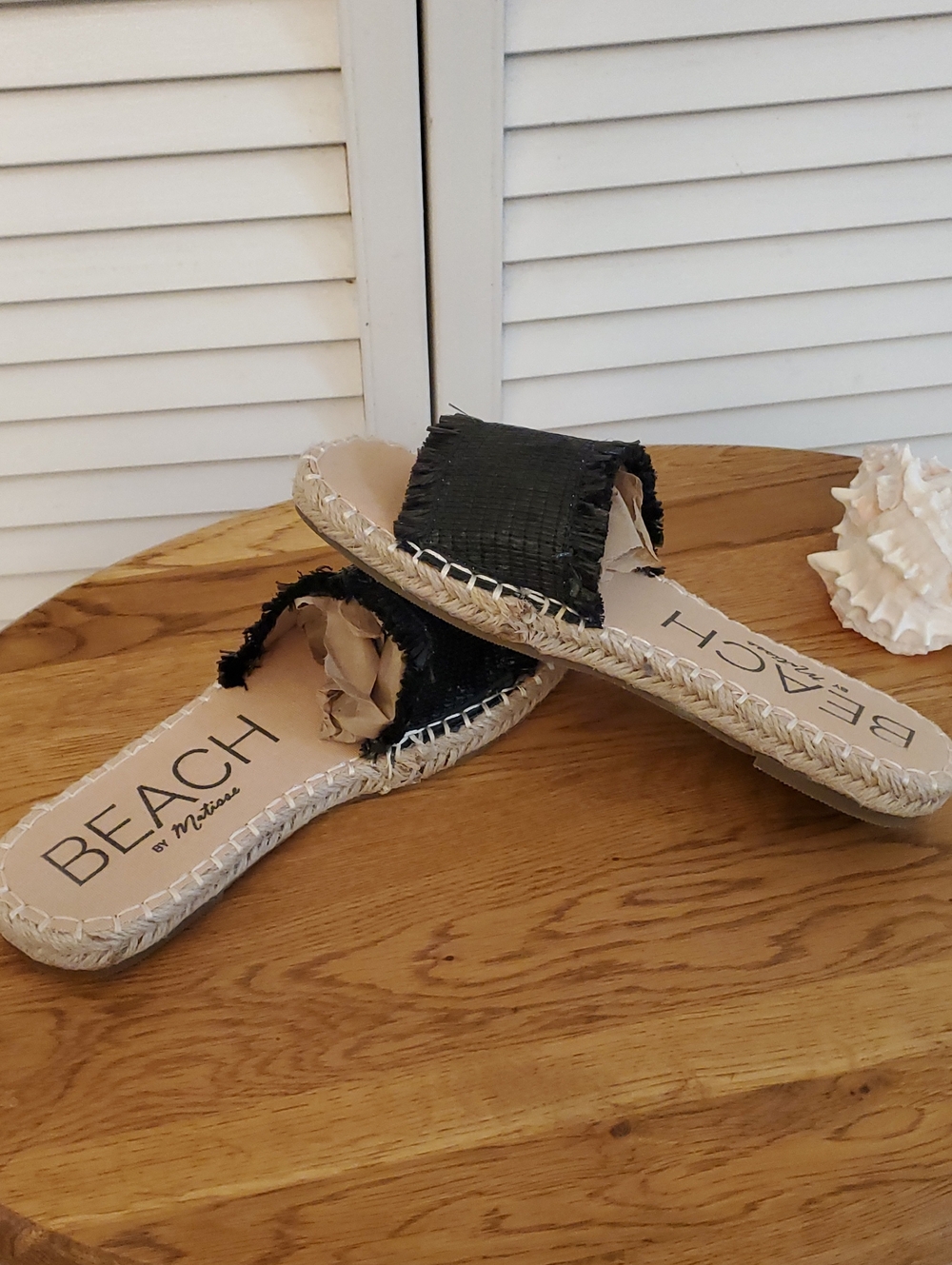 Beach by Matisse "KOKO" Raffia Sandals Slides Black/Tan Neutral, Size 7 Medium - Picture 10 of 10